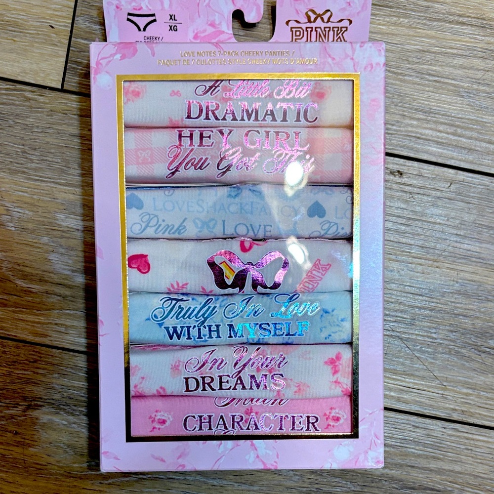 Limited Edition LoveShackFancy Pink Cheeky Panties 7-Pack Size XL